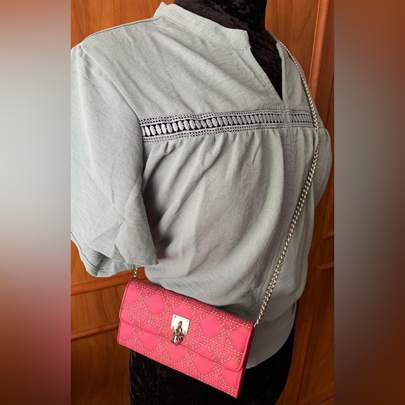 SOLD❗️Beautiful Dior🌺🌺 Fabric Canvas Wallet 
in gorgeous pink - RARE style - Picture 15 of 16